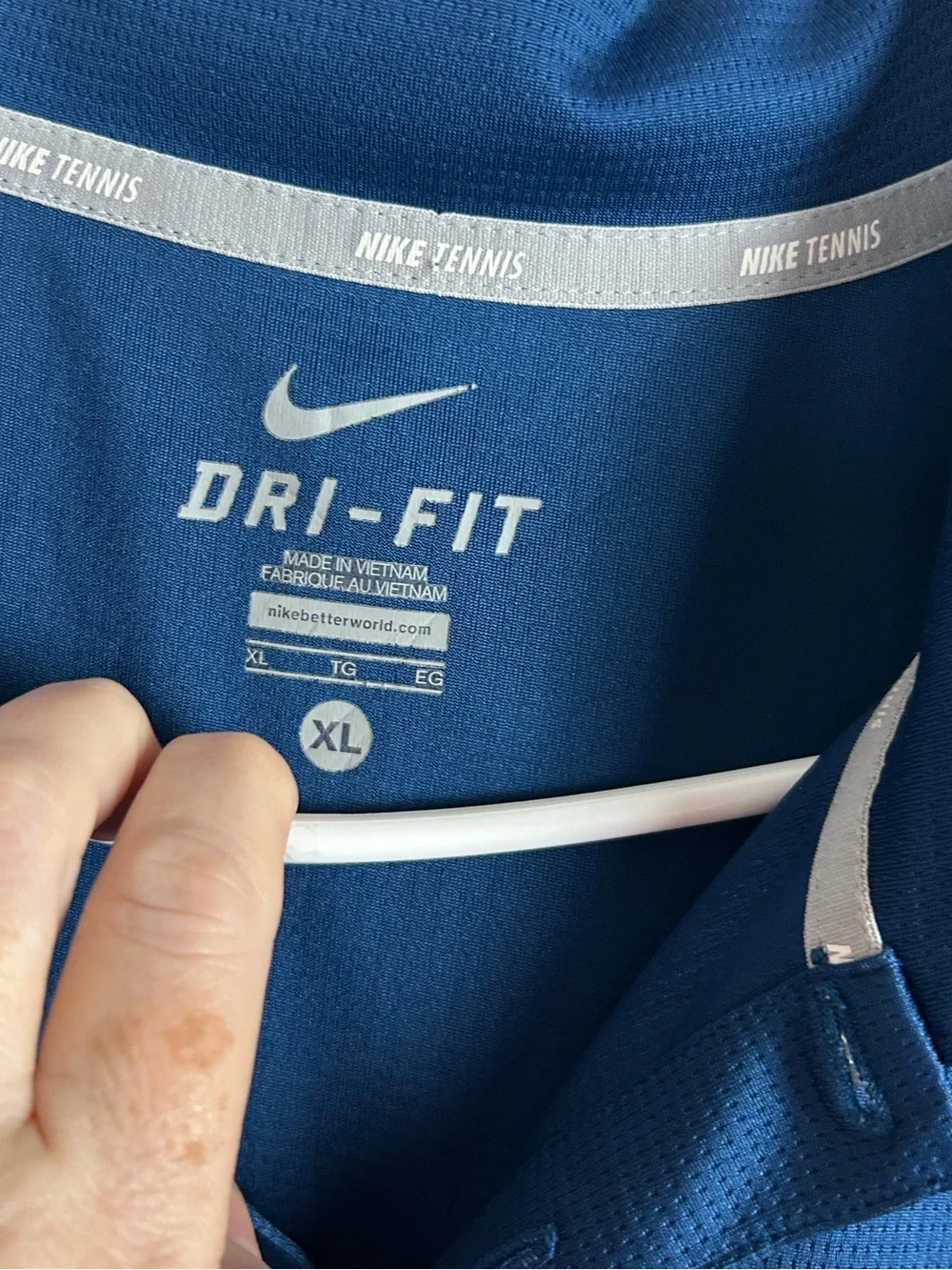 Nike Dri-FIT Tennis Polo Shirt XL Blue Performance Athletic Golf Shirt